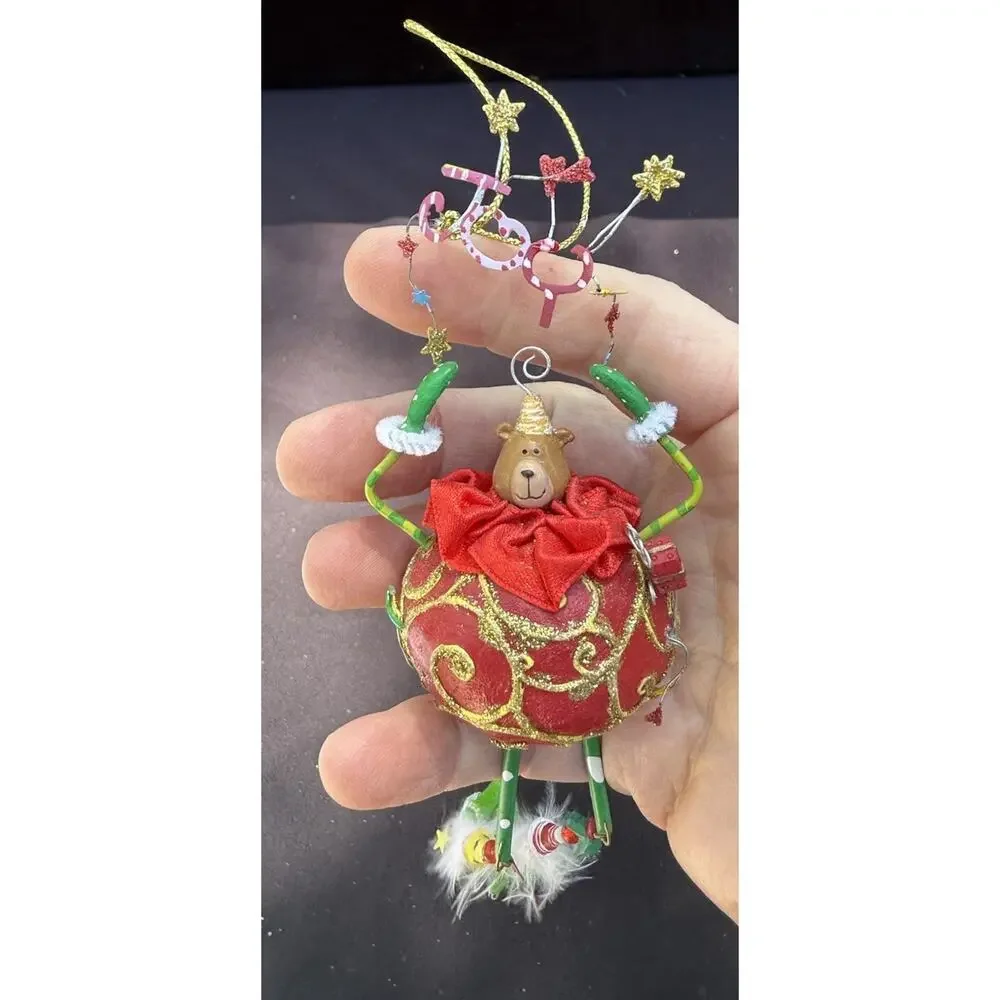 Vintage Katherines Collection Dangle Leg Joy Bear Christmas Ornament Rare! -K2